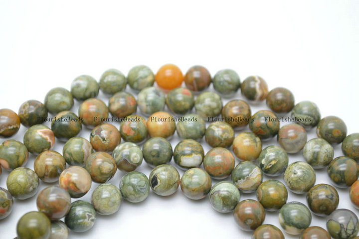 4mm~10mm Natural Green Brown Jasper ( Rhyolite ) Stone Round Loose Beads