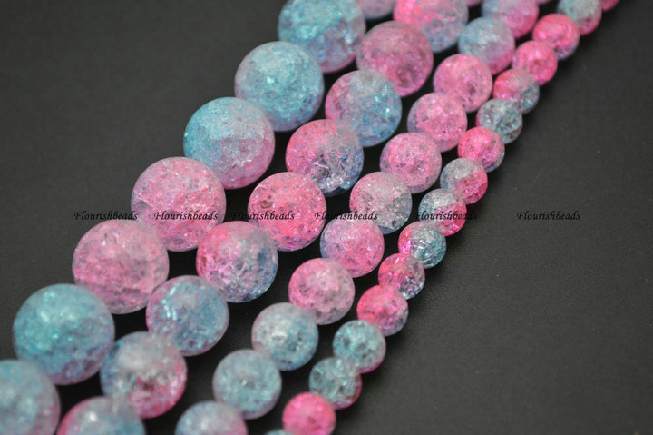 6mm~12mm Blue Red Crack Crystal Round Loose Beads