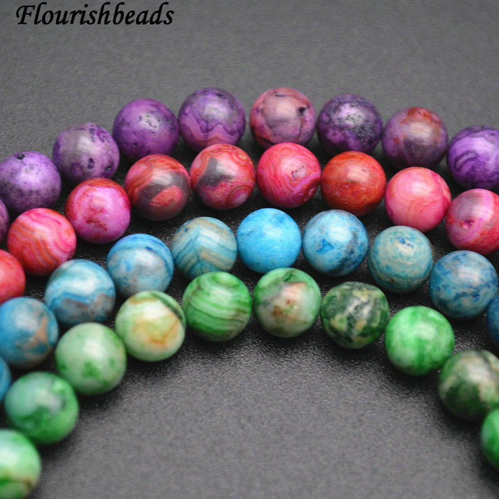 4mm~10mm Dyed Crazy Lace Agate Stone Round Loose Beads