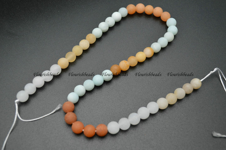 6mm 8mm 10mm Matte Mix color Jade Stone Round Loose Beads