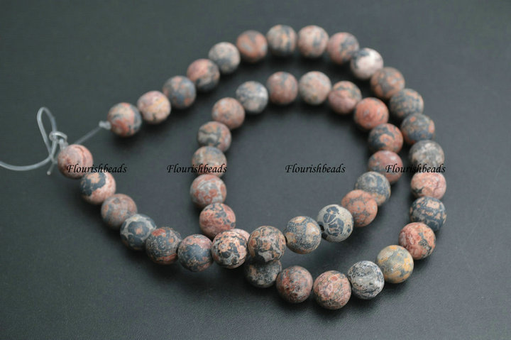 4mm~12mm Natural Red Leopard Skin Stone Stone Round Loose Beads