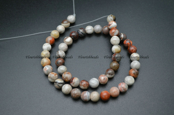 Natural Mexico Laguna Lace Agate Stone Round Loose Beads