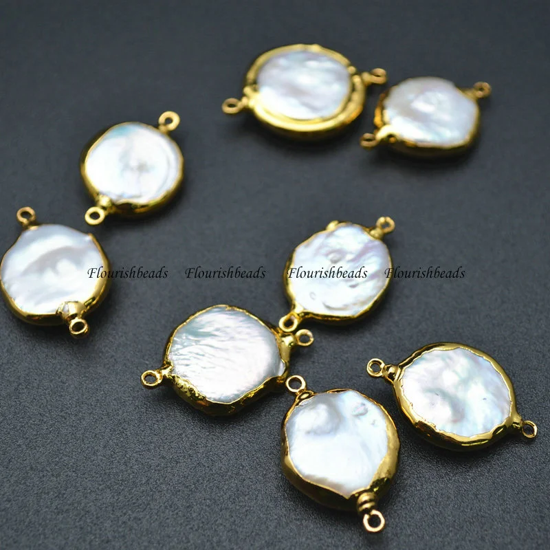 Fresh Water Pearl Coin Golden Plating Beads For Bracelet