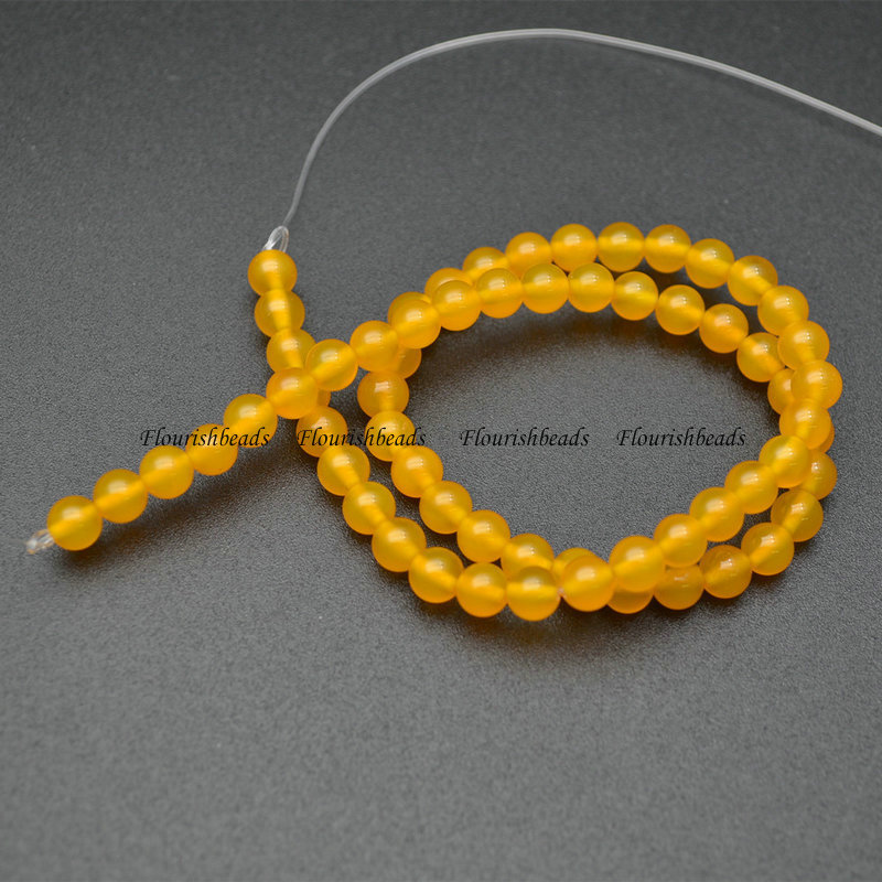 Yellow Agate 6mm Round Loose Beads For Jewelry Making