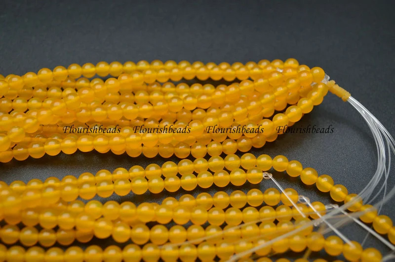 Yellow Agate 6mm Round Loose Beads For Jewelry Making