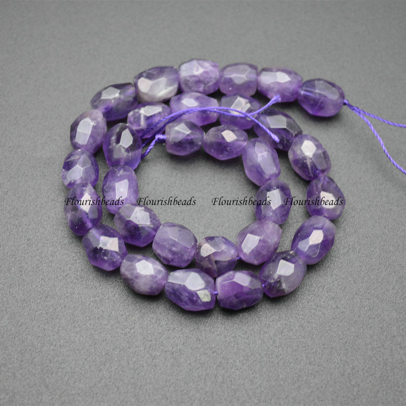 Faceted Nucleated Barrel Amethyst Loose Beads For Making Jewerly