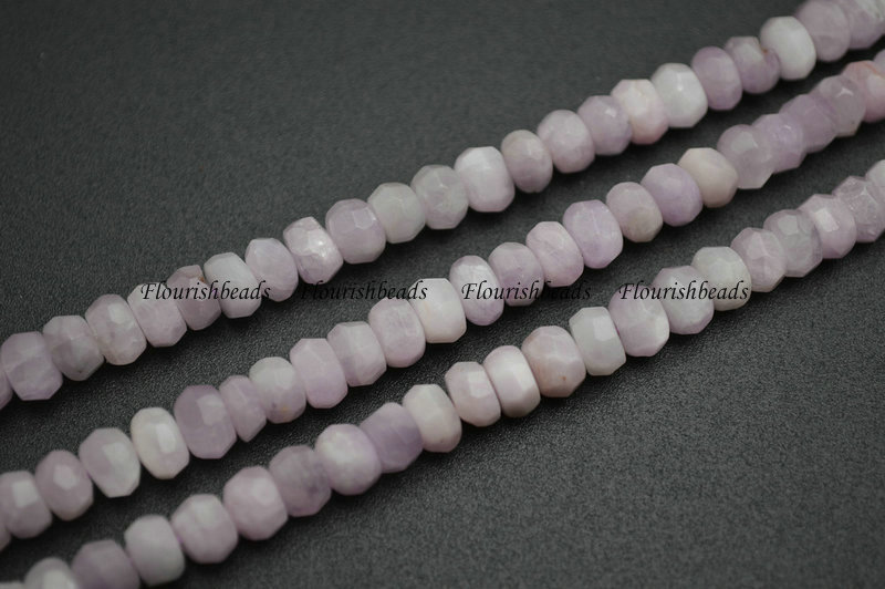 Faceted Wheel Kunzite Stone Loose Beads For DIY Making Jewerly