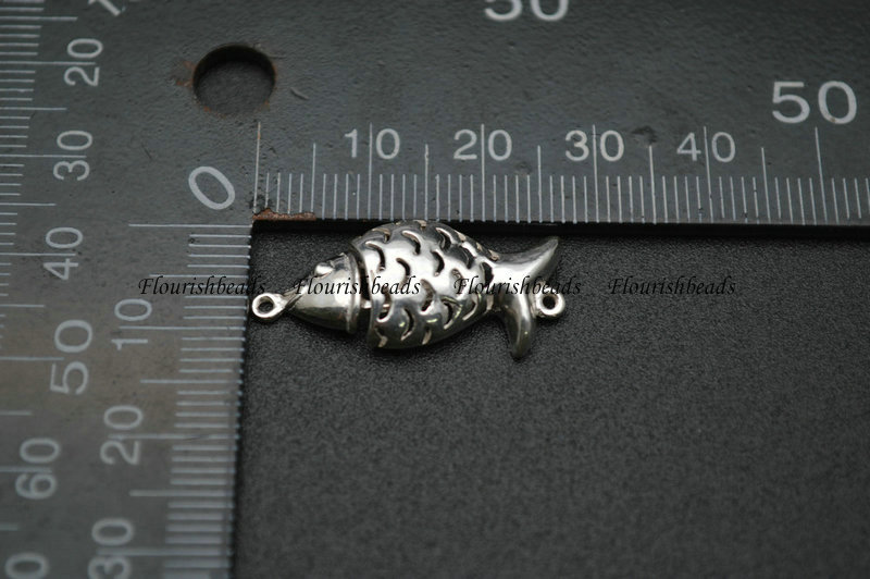 925 Silver Fish Bone Hollow Out Claps For Jewelry Making Connectors