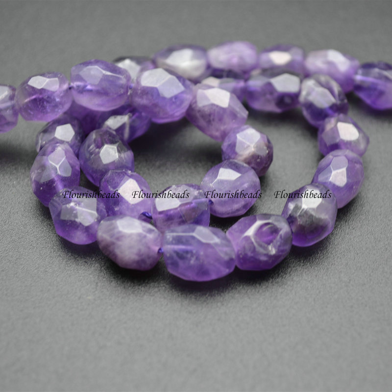 Faceted Nucleated Barrel Amethyst Loose Beads For Making Jewerly