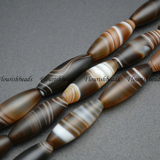 Coffee Zebra Agate dzi barrel loose beeds