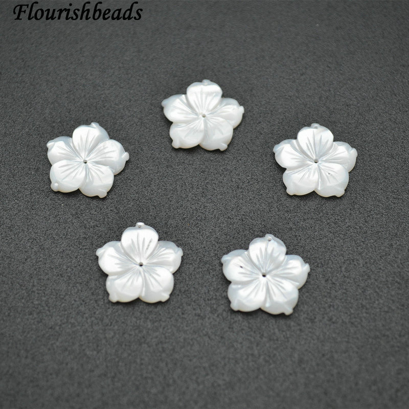 Small Size White Natural MOP Shell Carved Flower Shape Charms for DIY Jewelry Making