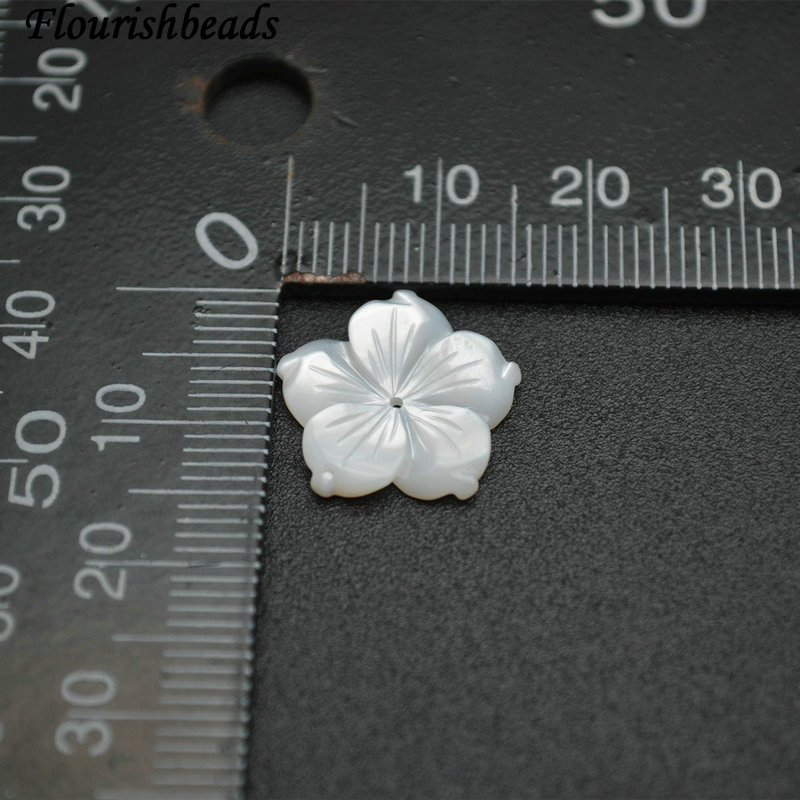 Small Size White Natural MOP Shell Carved Flower Shape Charms for DIY Jewelry Making