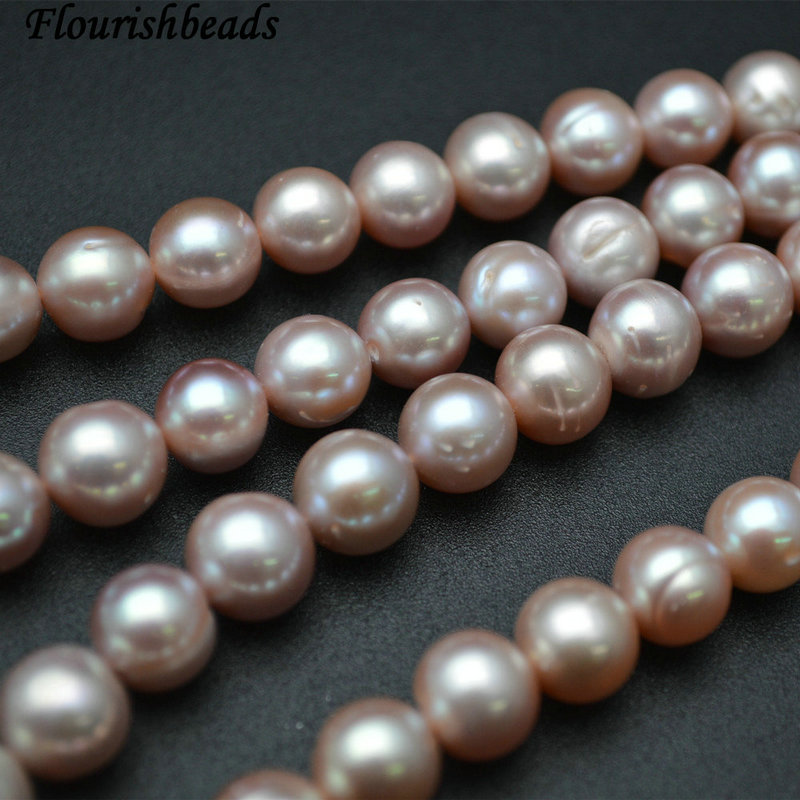 9mm 10mm Natural Nucleated Fresh Water Pearl Round Loose Beads