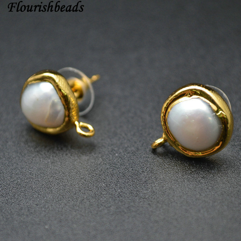 Natural White Pearl Beads With Anti-fade Plating Copper Loop DIY Earings Part