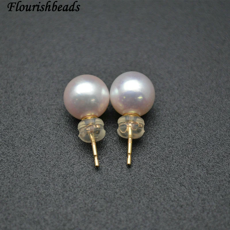 Natural Nucleated Round Pearl Bead with 14K Gold Hook Fashion Earings