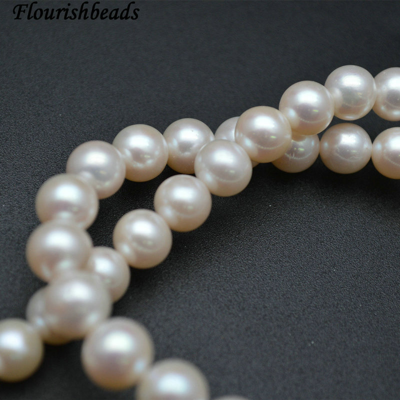 9-10mm Natural Nucleated White Pearl Round Loose Beads
