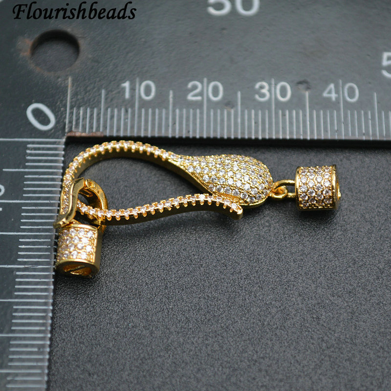Fancy Shape Anti-fade Gold Rhodium Electroplating Paved CZ Two Parts Convenient Clip Clasps