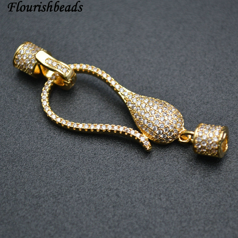 Fancy Shape Anti-fade Gold Rhodium Electroplating Paved CZ Two Parts Convenient Clip Clasps