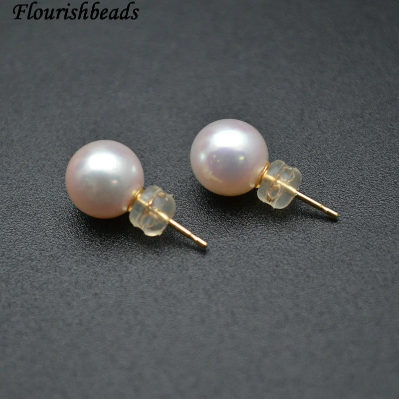 Natural Nucleated Round Pearl Bead with 14K Gold Hook Fashion Earings