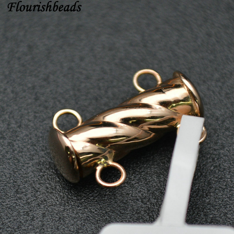 18K Gold Cylinder Two Sliders Magnetic Necklace Clasps