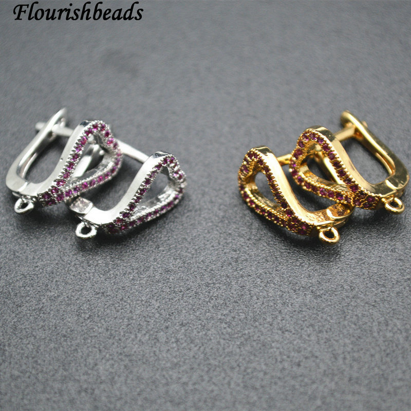 Hollow Out Tear Drop Gold Rhodium Electroplating CZ Ziron Loop Earing Hooks