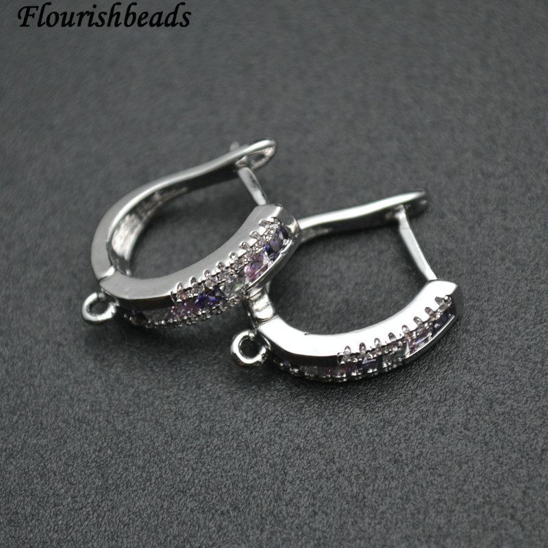 Gold Plating Rhodium Electroplating Cooper Paved CZ U Shape with 1 Loop Earing Hooks