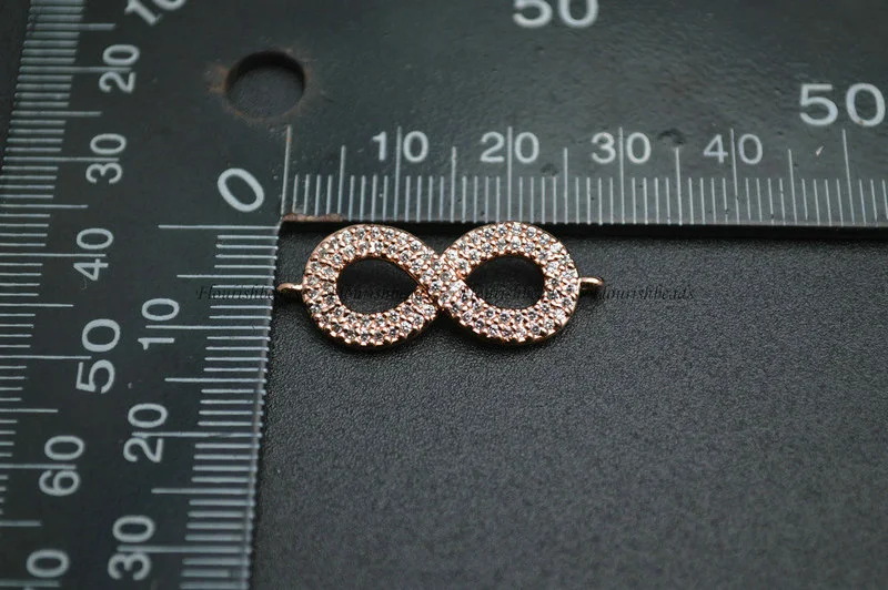 8 Shape Gold Rhodium Rose Gold Plating Copper Paved CZ 2 loops Connecter Charms