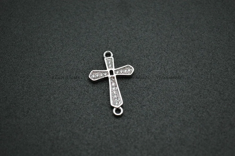 Cross Shape Gun Metal Gold Rhodium Rose Gold Plating Copper Paved CZ Charms