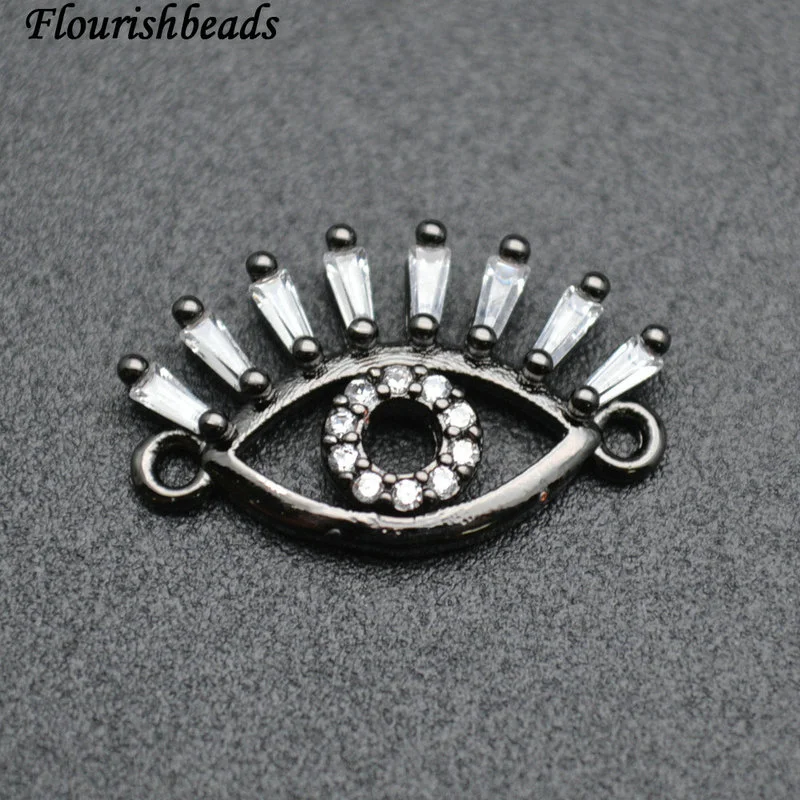 Eye Shape Golden Rhodium Rose gold Gun Metal Anti Fade Paved CZ Charms Connecter