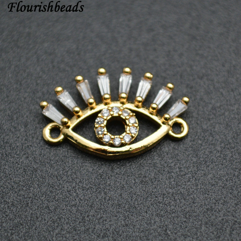 Eye Shape Golden Rhodium Rose gold Gun Metal Anti Fade Paved CZ Charms Connecter