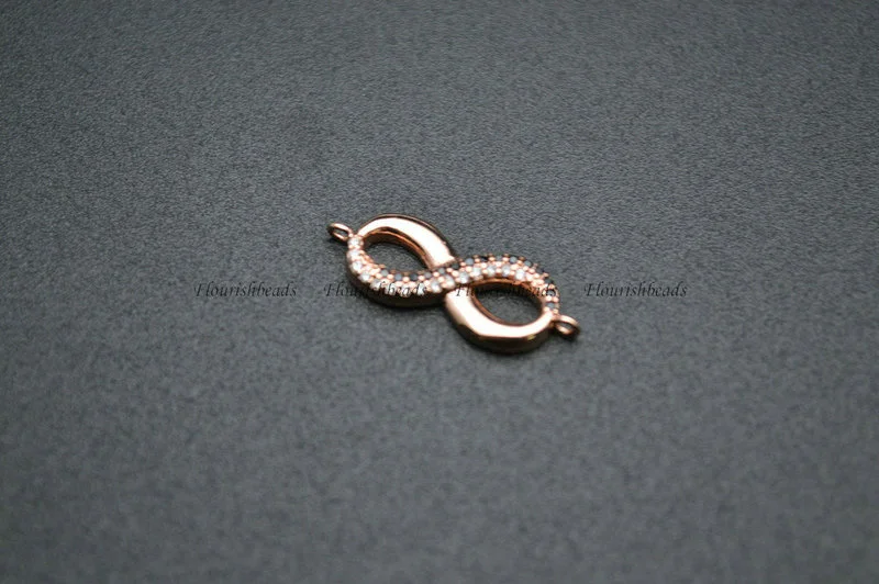 CZ Paved Gold Rhodium Gun Metal Rose Gold Plating Copper Number 8 Shape Charms