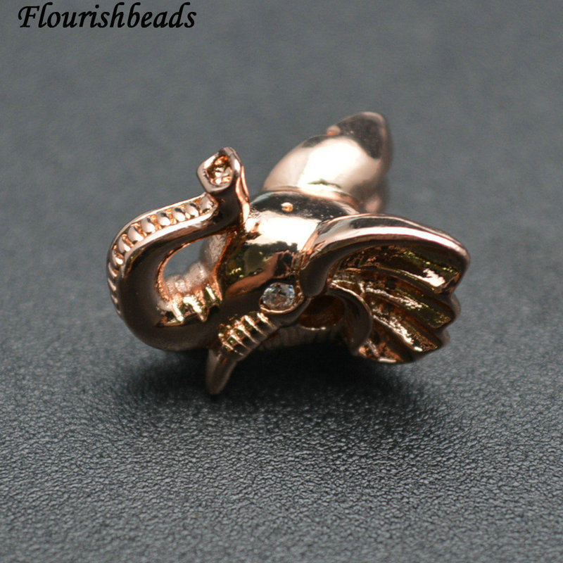 Anti-fade Plating Copper Elephant Head Eye Paved CZ Connecter Charms