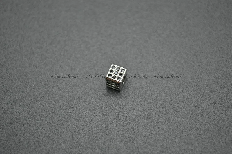 Anti-fade Rose Gold Rhodium Rose Gold Gun Metal Plating Paved CZ Copper Cube Charms