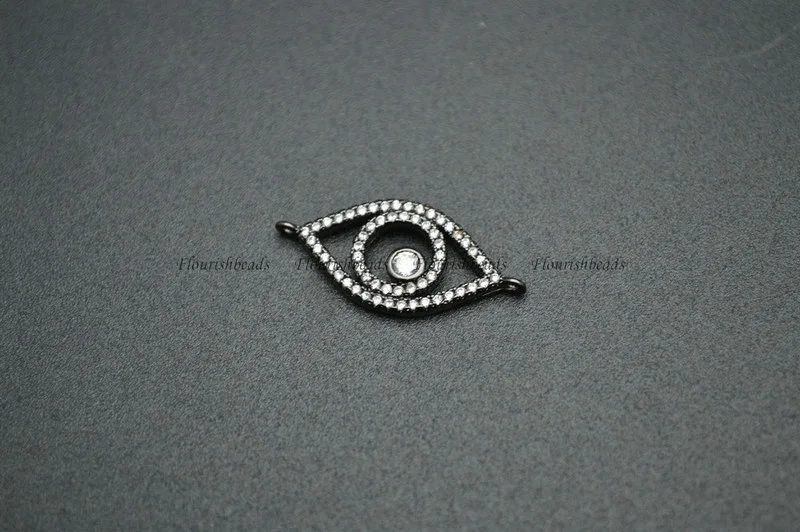 Hollow Out Eye Shape Metal Plating Copper Eye Ball Paved CZ with Loops Charms