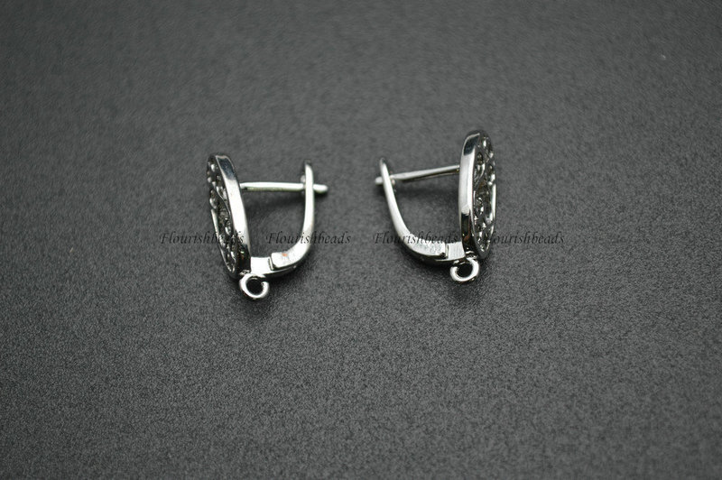 Oval Hollow out Fancy Shape Anti-fade Rhodium Plating Copper Earing Hooks