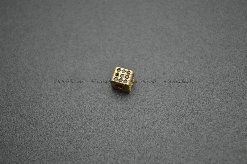 Anti-fade Rose Gold Rhodium Rose Gold Gun Metal Plating Paved CZ Copper Cube Charms