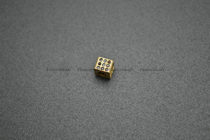 Anti-fade Rose Gold Rhodium Rose Gold Gun Metal Plating Paved CZ Copper Cube Charms