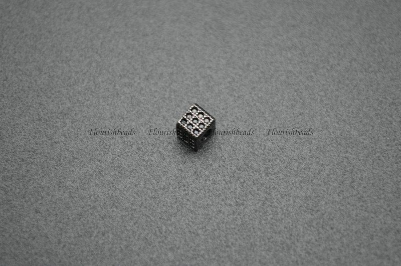 Anti-fade Rose Gold Rhodium Rose Gold Gun Metal Plating Paved CZ Copper Cube Charms