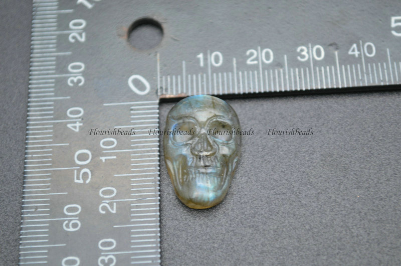 Natural Labradorite Carved Skull Shape Gothic Style Pendant For Jewelry Making