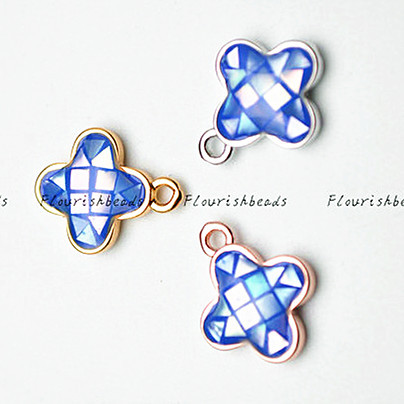 One Loop Blue Shell Flour Leaf Clover Charms fit Necklace Bracelets making