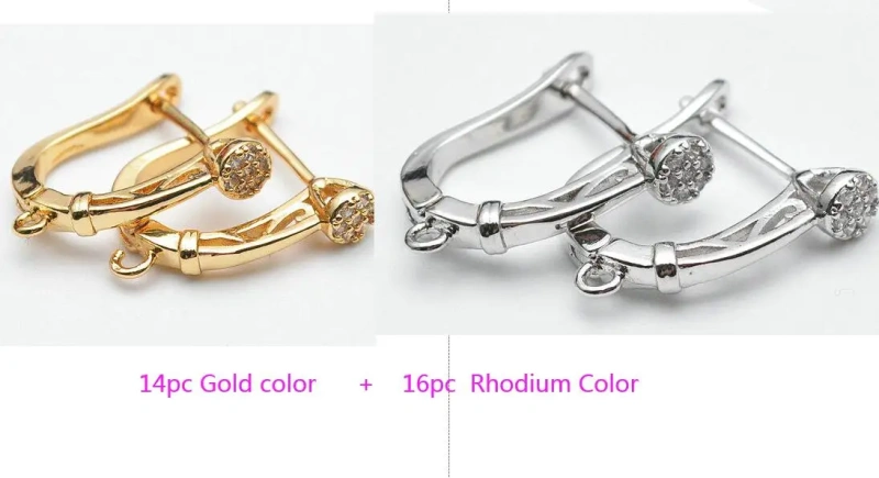 Slap-up CZ Paved Gold Silver color Earring Hook Clasps Earrings Accessories Jewelry Making Supplies 30pc per lot