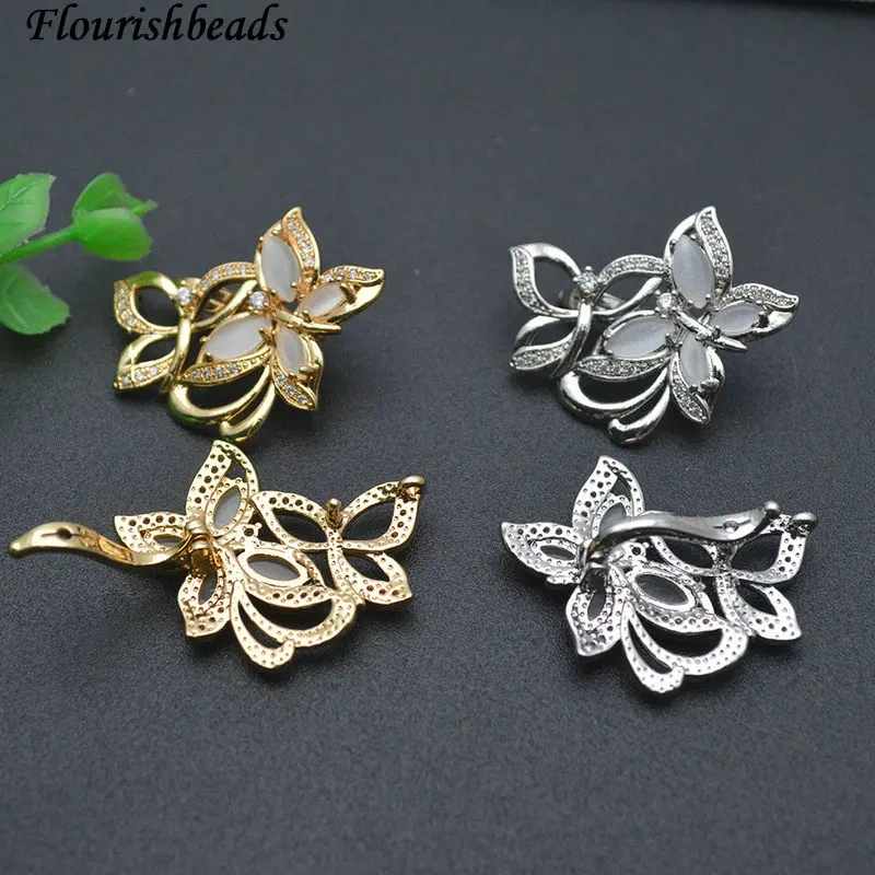 Jewelry Findings Flower Fastener Clasps &amp; Hooks Paved CZ Beads DIY Necklace Accessories for Jewelry Making 10pcs/lot