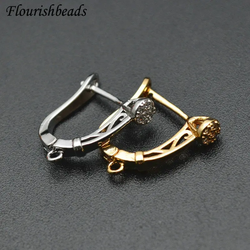 Slap-up CZ Paved Gold Silver color Earring Hook Clasps Earrings Accessories Jewelry Making Supplies 30pc per lot