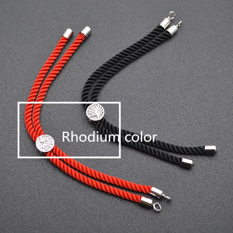 Wholesale 30pc Red Black Color 2.5mm Thickness Braided Cord Thread Slide Movable Life Tree Charm Bracelet Chains Jewelry Making