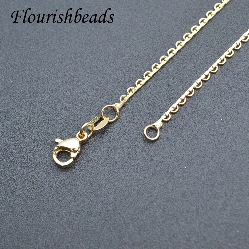 Real Gold Plating Anti Fade D shape Necklace Chains for Women DIY Fashion Jewelry Making Party Wholesale 30 Strands