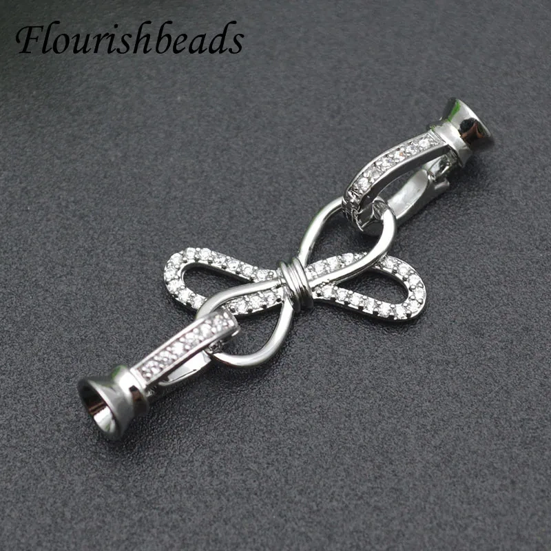 Handmade Accessories Gold Silver Plated Bow-knot Connector Fastener Closure Clasps for DIY Jewelry Making