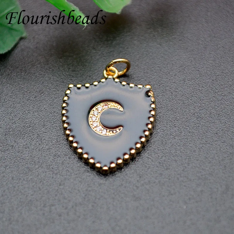 Drop Oil Colorful Enamel Moon Star hand  Heart  Shape Pendant Diy CZ Beads paved Charms for Jewelry Making