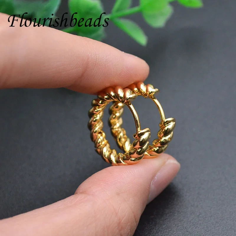 Hight Quality Trendy Twist Design Gold Color Needle Round Earring Hooks for Women Party Jewelry Gift