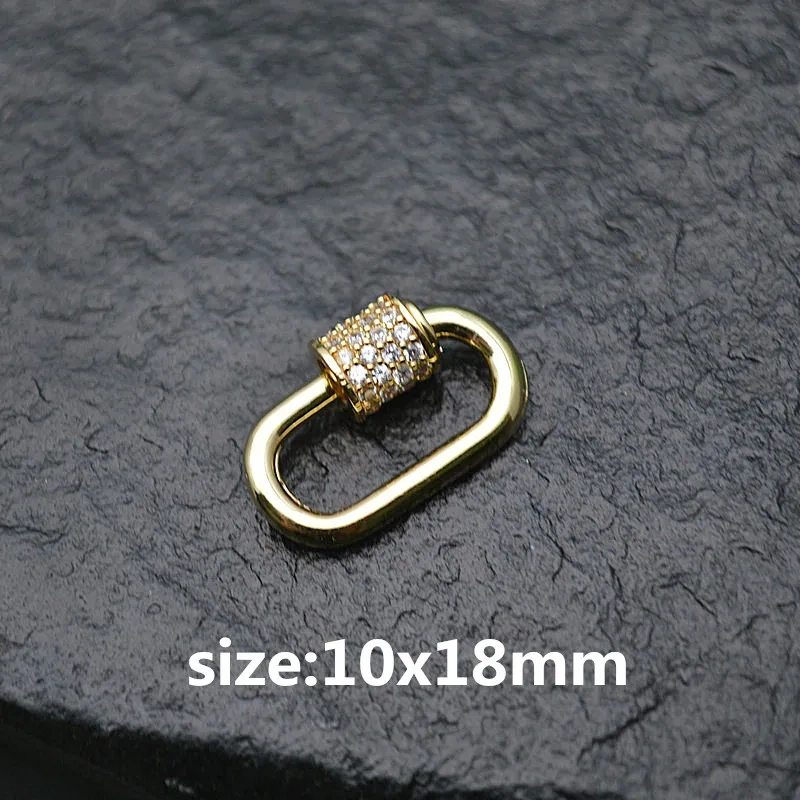 Gold Color Oval Carabiner Clasps / Pendant Supplies DIY Zircon Beads Lobster Screw Clasps Accessories Jewelry Making Components