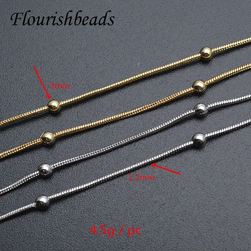 High Quality Nickel Free Snake Chain with Beads Lobster Clasp Necklace Chains Jewelry Findings Wholesale 30pcs/lot